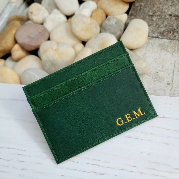 Beau & Rae Leather Handbags - Genuine Crazy Horse Leather Card Case Green